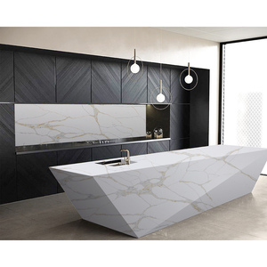 Modern Home Kitchen Island Countertop Decoration <b>Big</b> <b>Slabs</b> Engineered Calacatta Quartz <b>Stone</b> <b>Artificial</b> Quartz Table Top Dining - Product Image 1