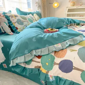 Moderno di alta qualità stampato Juego De Colcha De Algodon lenzuola doppie da letto Set copripiumino in cotone per camera delle ragazze