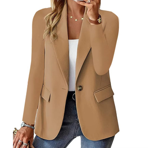 Femmes Blazer Manteaux Automne Hiver Poche crantée Bouton unique Slim OL Workwear Business Coat - Product Image 4