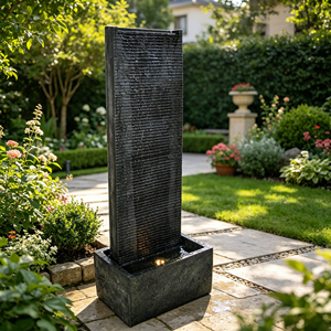 Fuente de Agua Vertical de Pizarra Negra con Luz <span class=keywords><strong>LED</strong></span> para Exteriores, Patio, Jardín, Decoración al por Mayor - Product Image 6
