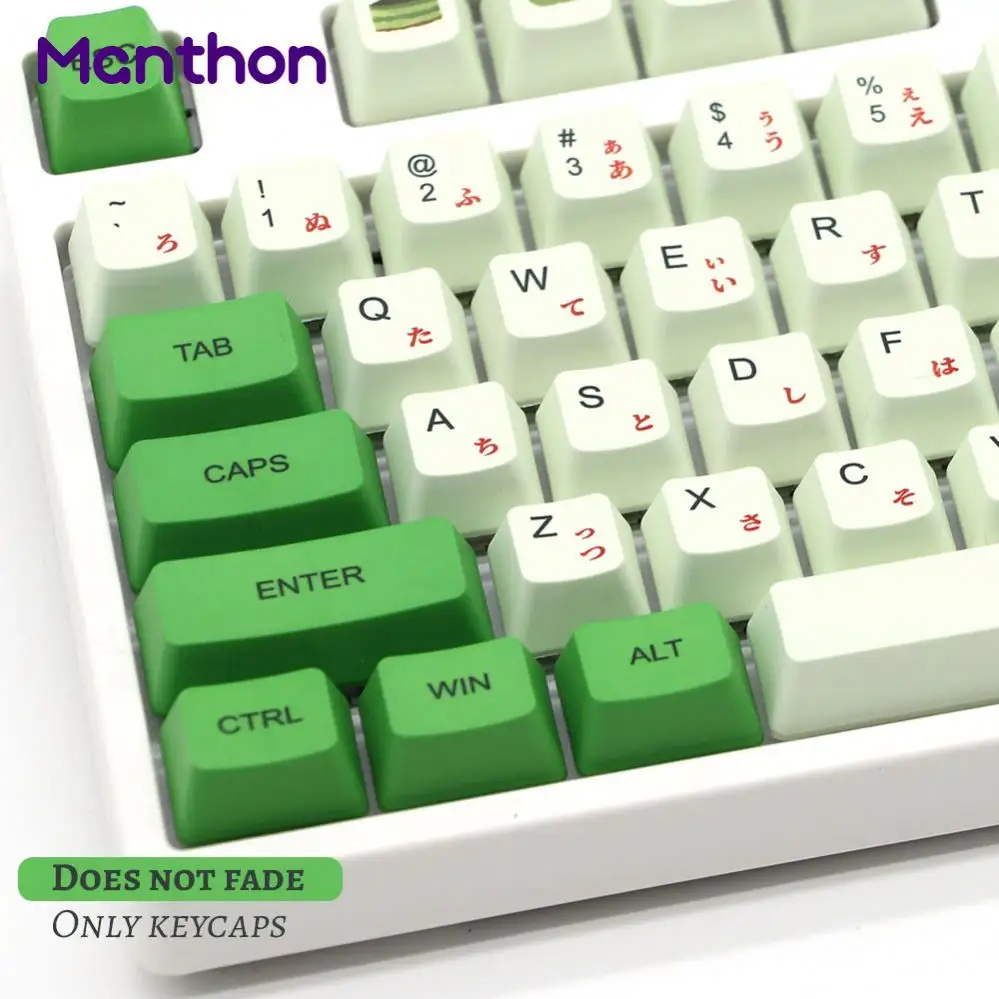 104 Keys PBT Keycap DYE-Sublimation OEM Profile Japanese Personalized Keycaps For Cherry MX Switch Mechanical Keyboard Green