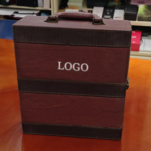 Cao cấp tùy chỉnh chai rượu vang kính cản trở hộp thời trang PU da bao bì với xử lý chất lượng cao 2 mét Giấy UV lợi thế - Product Image 5