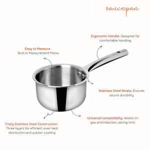 Olla para leche y salsa de acero inoxidable con mango largo, apta para lavavajillas, diseño moderno para cocinas de gas e inducción - Product Image 3