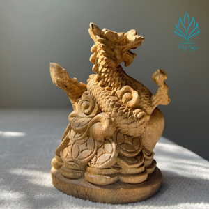 Statue du Zodiaque Asiatique Premium en Bois d'Agar Sculpté Feng Shui – Statue du Dragon Faite à la Main en Bois Artisanat Unique - Product Image 3
