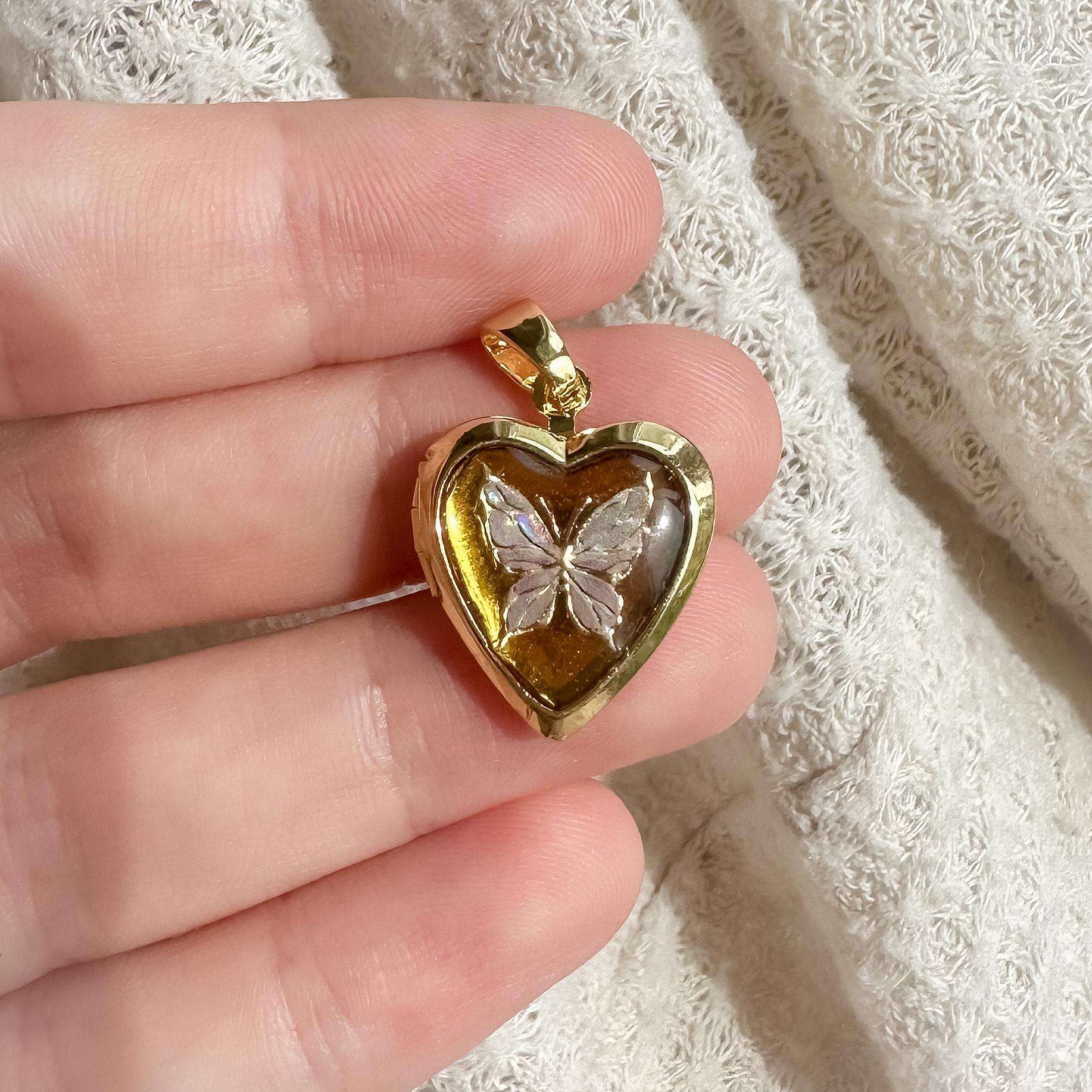 Brown butterfly love pendant