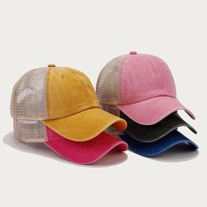 Nouvelle Arrivée Été 2024 Casquette de Baseball Vintage en Coton Délavé Style Papa Sportif Ethnique Urbain avec Maille Design Uni - Product Image 4
