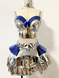 W Silver Feather Wings Angel Mirror Disfraces Pasarela Trajes de escenario <span class=keywords><strong>Rave</strong></span> Nightclub Drag Queen Cosplay Festival Party Costume - Product Image 4