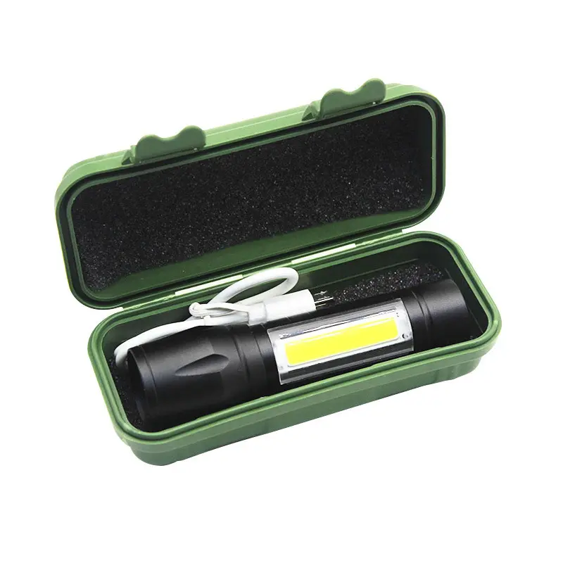 Waterproof MINI Flashlight USB Charging Camping Flashlight COB Zoomable Tactical Torch