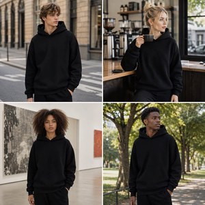 Sweat-shirt à capuche essentiel à manches longues avec poche avant, personnalisable, pour marque privée, vêtements streetwear, fabricant ODM - Product Image 3
