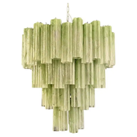 Lustre à étages en verre vert géant, design américain Murano, moderne, nordique, vintage, personnalisé pour hôtel, villa, escalier, maison