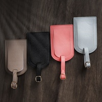 Étiquette de bagage en cuir PU à motifs variés, personnalisable avec logo, pour valise, sac à main, sac de voyage, avec sangle à boucle réglable
