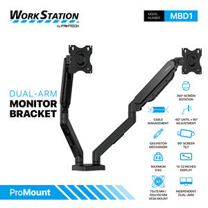Bras <span class=keywords><strong>double</strong></span> pour moniteur Fantech MBD1 avec piston à gaz 360° °   Support de moniteur d'<span class=keywords><strong>ordinateur</strong></span> réglable avec pince rotative pour <span class=keywords><strong>écran</strong></span> de bureau - Product Image 1
