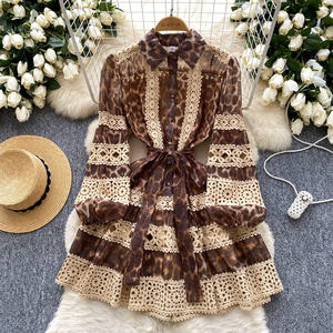 <span class=keywords><strong>Boutique</strong></span> venta al por mayor 2025 verano nuevo estilo palaciego Vintage encaje hueco empalme cintura vestido de mujer - Product Image 6