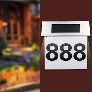 Outdoor Solar LED Door Number <b>Light</b> Stainless Steel Waterproof Rectangular 888 Sign With Numbers And <b>Letters</b> For Home Garden Use - Product Image 2