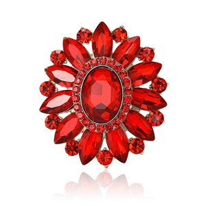 Broche de Lapela Barroco com Gema de Girassol, Vintage, Ornamentado, com Círculo Duplo e Strass Cravejados, para Vestido Formal de Banquete, Presente - Product Image 6