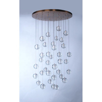 Lustre suspendu rond de grande taille en verre transparent, design moderne, pour villa, salon, restaurant, bronze