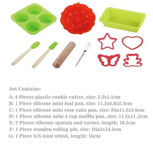 ชุดอุปกรณ์ทำขนมสำหรับเด็ก 11 ชิ้น พร้อมพิมพ์มัฟฟินซิลิโคน, พิมพ์ขนมปัง, ไม้คลึงแป้ง, ที่ตัดคุกกี้ และที่ตีไข่, อุปกรณ์ครัวขนาดเล็กสำหรับเด็ก - Product Image 2