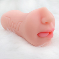 Godet de masturbation masculin 3-en-1 en TPE, souple et de qualité médicale, avec fonctions de succion et de simulation de vagin, bouche et vulve, pour une stimulation orale réaliste