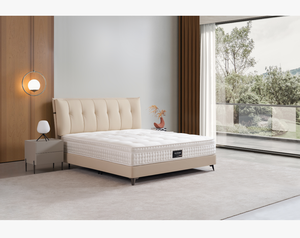 Luxury Vertical Tufted Leather Smart <b>Bed</b> <b>Frame</b> Reclining Adjustable Comfort Pocket Spring Mattress Midcentury Modern Double - Product Image 1