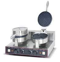 Machine à gaufres et cornets de crème glacée professionnelle en acier inoxydable, double tête, électrique, prix abordable