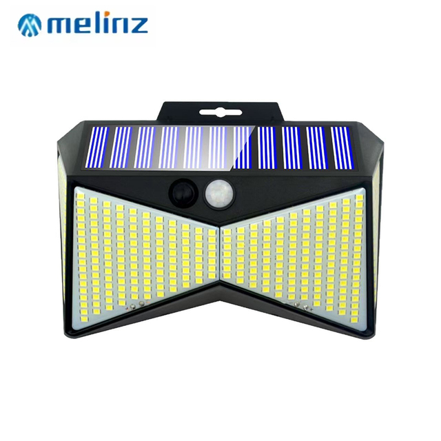 New IP65 Waterproof LED Solar Outdoor Courtyard Wall Light Four-Sided Illumination 3 Modes Motion Sensor Home Landscape Lighting