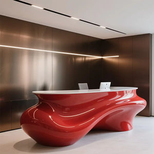 Mostrador de Recepción Impreso en 3D Rojo, Moldeado en una Sola Pieza, Forma Curva Compleja para Vestíbulos Comerciales - Product Image 1