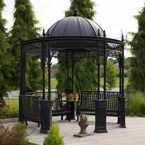 Classique Style européen exquis en fer forgé Gazebo extérieur sculpter colonne dôme noir peinture cadre manoir décor <span class=keywords><strong>Pergola</strong></span> pavillon - Product Image 4