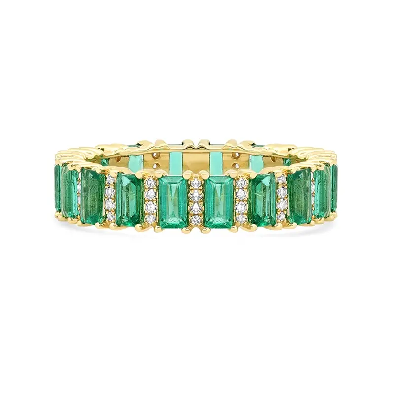 Gemnel-joyería delicada de Plata de Ley 925, anillo popular de oro de 18k y Esmeralda, anillos de piedras preciosas