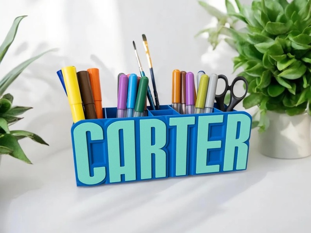 Creative Personalized 3D Print Name Pen Holder Custom Desk Organizer for Corporate Gifts Employee Onboarding
