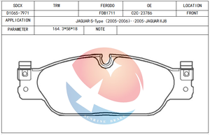 Plaquette de frein SDCX D1065-7971 / C2C 23786 / XR8-30139 pour JAGUAR XJ <span class=keywords><strong>X350</strong></span> / S-Type / <span class=keywords><strong>XJ8</strong></span> - Product Image 2
