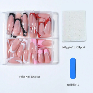 Lot de 96 faux ongles à presser, style français, avec strass scintillants, pour manucure transfrontalière, vente en gros - Product Image 3