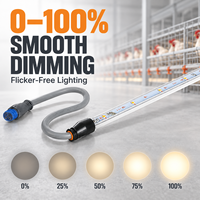 Tube lumineux LED pour volailles 48V DC IP67 étanche sans scintillement, gradation progressive 0-100% pour poulaillers de poulets de chair, de poules pondeuses et d'élevage
