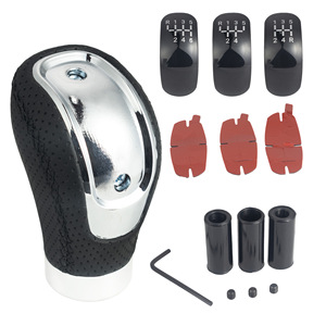 Universal Car Gear <b>Shift</b> <b>Knob</b> Manual Transmission Leather Stitched Ergonomic Design Black Red Line - Product Image 5