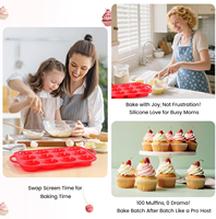 Moule à muffins et cupcakes SILIKOLOVE Factory, 12 cavités, avec cadre renforcé en métal, taille standard, avec poignée, antiadhésif, en silicone.