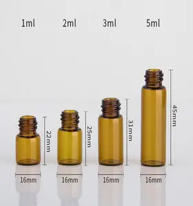 <span class=keywords><strong>Olio</strong></span> <span class=keywords><strong>essenziale</strong></span> 1ml 2ml 3ml 4ml 5ml flaconi di vetro ambrato marrone flaconi per tester con riduttore di orifizio e tappo in oro nero - Product Image 1