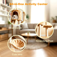 Arbre à chat multi-niveaux de luxe, centre d'activités pour chat, maisonnette en peluche avec plateforme et hamac, étagère stable, mobilier d'escalade pour chat