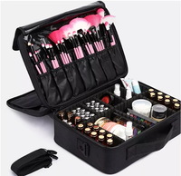Sacs de rangement grande capacité, étui portable pour pinceaux de maquillage et outils de beauté, pour les voyages, sacs de maquillage cosmétiques à trois couches