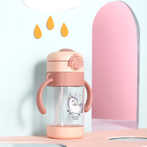 かわいい子供360ml漏れ防止飲用ベビーシッピートレーニングカップBpa無料再利用可能子供プラスチック製ウォーターボトルハンドル付き - Product Image 3