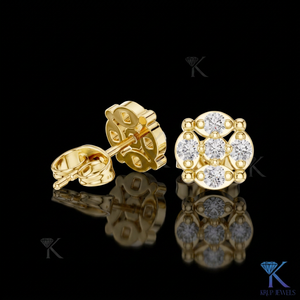 Lab Grown Diamond Brilliant Cut Classic Cluster <b>Stud</b> Earrings 5 Stone 14K/18K Solid Gold Fine Women's Jewelry Wedding Engagement - Product Image 1