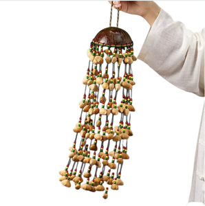 Wholesale Ethnic Hand‑woven Fruit Shell <b>Wind</b> <b>Chime</b> Natural Coconut Cap Hanging Rattle Bell Yoga Sound Healing Ornament - Product Image 1