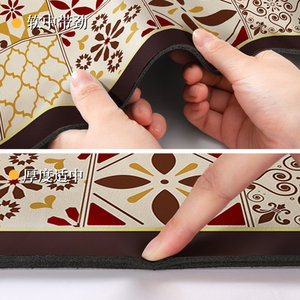 Tapis de bain rétro patchwork en porcelaine colorée, motif marron doré, rectangulaire, absorbant, antidérapant, pour usage domestique - Product Image 3