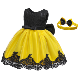 D0109 Robe de bal pour enfant de haute qualité, motif de dentelle, robe de demoiselle d'honneur, robe de fête d'anniversaire pour enfant, vente en gros - Product Image 5