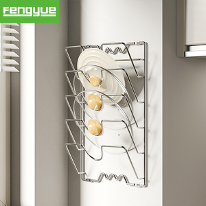 1 Pezzo Moderno Porta Piatti da Cucina a Doppio Livello <span class=keywords><strong>in</strong></span> Acciaio Inossidabile, Non Pieghevole, da Parete, Multifunzione, Organizzatore per la Pulizia, Sostenibile - Product Image 1