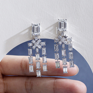 Pendientes de Diamantes de Oro Blanco PT950 MSE-866 de Messi Jewelry para Mujer - Product Image 4