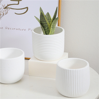 Pot tanaman dalam ruangan luar ruangan dekorasi taman gaya Nordic pot bunga sukulen semen grosir putih