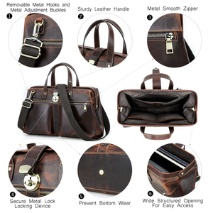 Sac messager vintage 14'' pour homme, sac de médecin avec serrure, en <span class=keywords><strong>cuir</strong></span> pleine fleur véritable, sac bandoulière et à main - Product Image 6