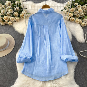 Cárdigan informal bordado para mujer, estilo holgado, para primavera y otoño, con mangas largas y protección solar - Product Image 4