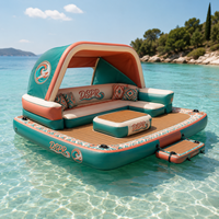 Île flottante gonflable durable pour la pêche, l'accès au kayak, la natation et l'utilisation latérale des bateaux