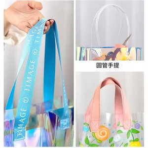 กระเป๋าโท้ท PVC โฮโลแกรมใสพร้อมโลโก้พิมพ์เลเซอร์สำหรับผ้าขนหนูชายหาดฤดูร้อน-ถุงของขวัญกลางแจ้ง - Product Image 6