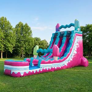 Toboggan aquatique gonflable écologique à double piste, capacité 600 kg, personnalisable, pour fêtes d'été pour enfants, <span class=keywords><strong>jardin</strong></span>, CE EN4960 - Product Image 2